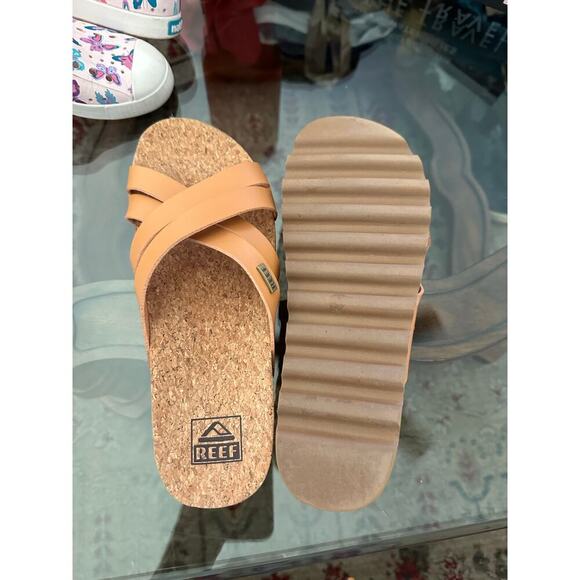 Reef Women's Brown Kaia Cross Cushion Bloom Hi Flip Flop Sandals Size 8 - Picture 2 of 5